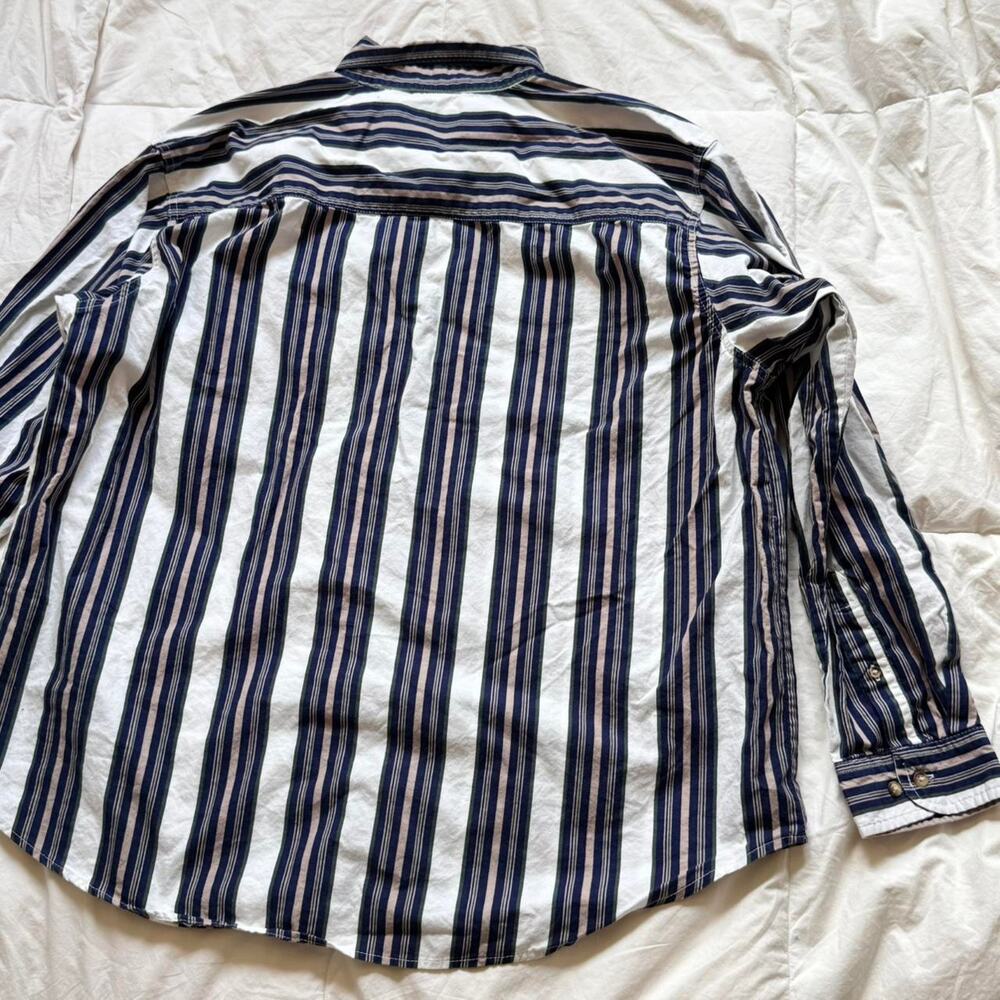 Vintage 90s Basic Editions Striped Button Down Sh… - image 6